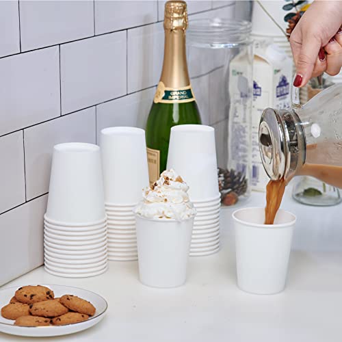 LITOPAK 400 Pack 8 oz Disposable Paper Coffee Cups, White Paper Hot Coffee Cups for Party, Picnic, Travel, and Events - Image 2