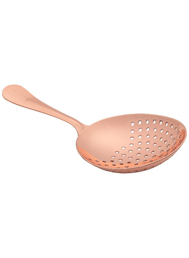 Restaurantware Bar Lux 6.4 Inch x 3 Inch Julep Strainer, 1 Perforated Drink Strainer - Wide, Ergonomic Handle, Copper Plated Stainless Steel Cocktail Strainer, Commerical Grade, For Bartenders - Image 1