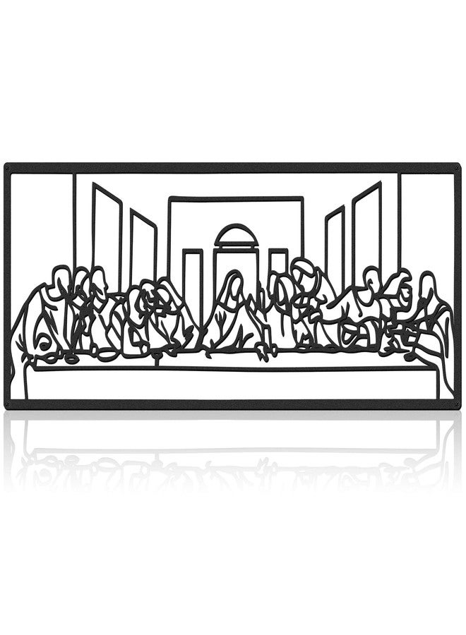 Yexiya The Last Supper Wall Decor Christian Metal Wall Art Religious Hanging Picture Sculpture Jesus Black Line Art Religious Home Decor for Dinning Bedroom Living Room Christian Decoration Housewarming Gift - Image 1
