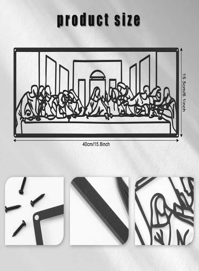 Yexiya The Last Supper Wall Decor Christian Metal Wall Art Religious Hanging Picture Sculpture Jesus Black Line Art Religious Home Decor for Dinning Bedroom Living Room Christian Decoration Housewarming Gift - Image 2