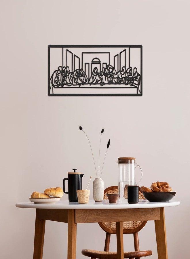 Yexiya The Last Supper Wall Decor Christian Metal Wall Art Religious Hanging Picture Sculpture Jesus Black Line Art Religious Home Decor for Dinning Bedroom Living Room Christian Decoration Housewarming Gift - Image 3
