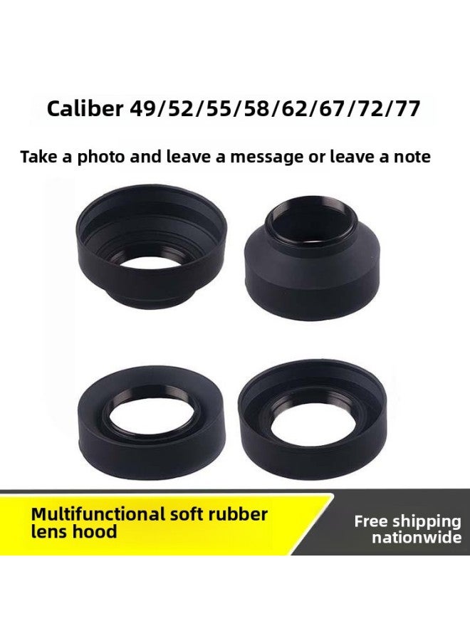 Generic 49/52/5558/62/6772/77/82 Wide-angle Medium Telephoto Lens Universal Soft Rubber Three-use Folding Hood-Body Color:Soft Glue Three-purpose Cover 77  - Image 2