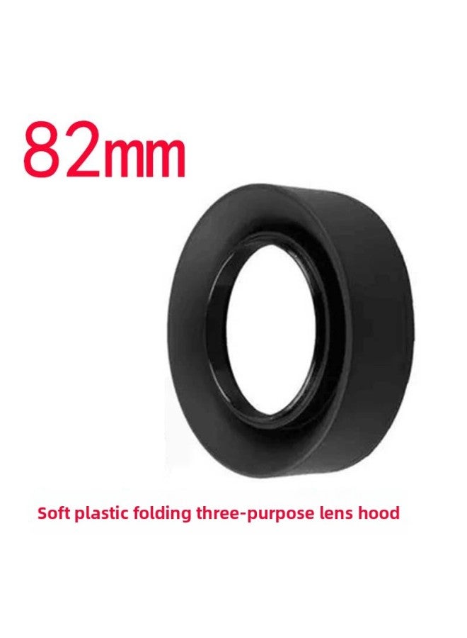 Generic 49/52/5558/62/6772/77/82 Wide-angle Medium Telephoto Lens Universal Soft Rubber Three-use Folding Hood-Body Color:Soft Glue Three-purpose Cover 77  - Image 4
