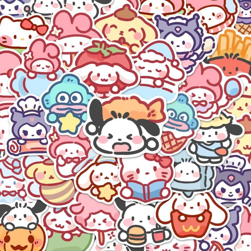 Generic 100pcs Sanrio Cartoon Stickers Cute Diary Phone Decals 100 Zhang Mengmeng Sanrio Sticker