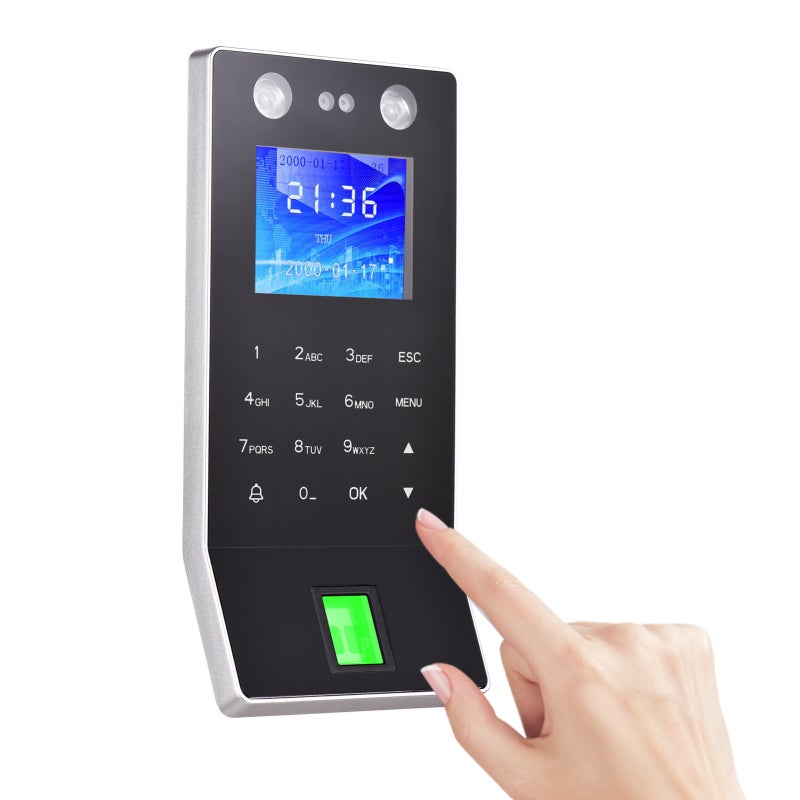 Face Recognition Fingerprint Password Attendance Machine Access Control Time Clock Recorder Support ID Card Device Employee Checking-in Recorder with 2.4 Inch TFT Color Screen Support U Disk Download - Image 1