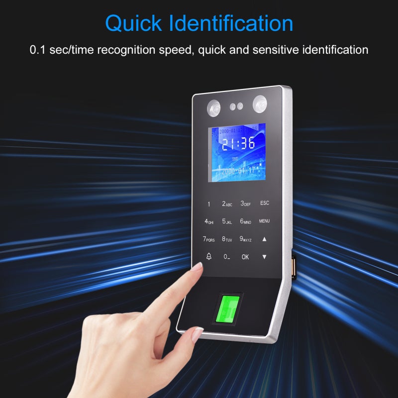 Face Recognition Fingerprint Password Attendance Machine Access Control Time Clock Recorder Support ID Card Device Employee Checking-in Recorder with 2.4 Inch TFT Color Screen Support U Disk Download - Image 4