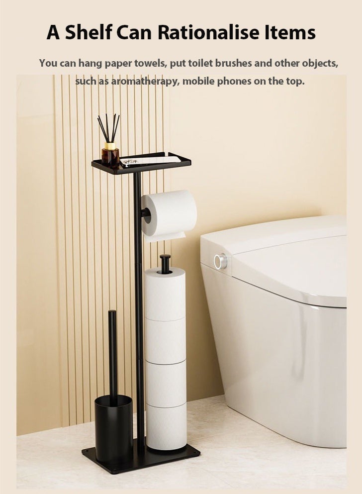 كيلا حامل ورق تواليت قائم مع فرشاة تواليت، حامل ورق تواليت من الفولاذ المقاوم للصدأ مع ملحقاته - Image 4