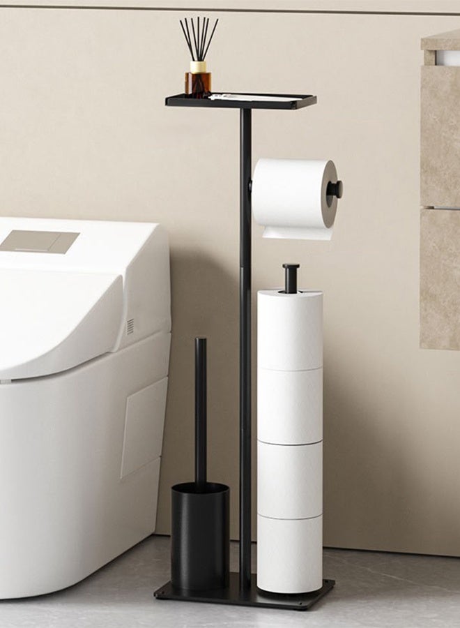 كيلا حامل ورق تواليت قائم مع فرشاة تواليت، حامل ورق تواليت من الفولاذ المقاوم للصدأ مع ملحقاته - Image 1
