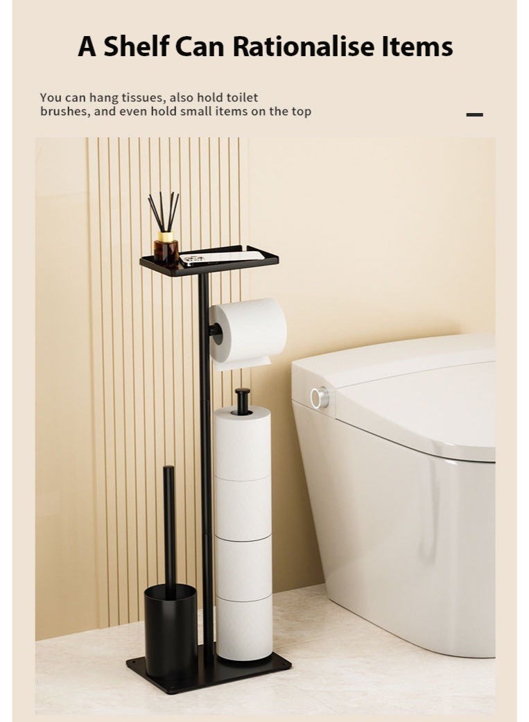 كيلا حامل ورق تواليت قائم مع فرشاة تواليت، حامل ورق تواليت من الفولاذ المقاوم للصدأ مع ملحقاته - Image 3