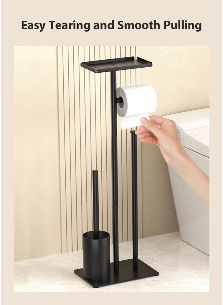 كيلا حامل ورق تواليت قائم مع فرشاة تواليت، حامل ورق تواليت من الفولاذ المقاوم للصدأ مع ملحقاته - Image 2