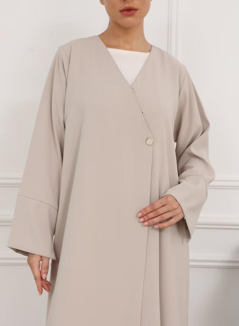 Nikias Abaya Crepe OverLap Abaya - Image 3