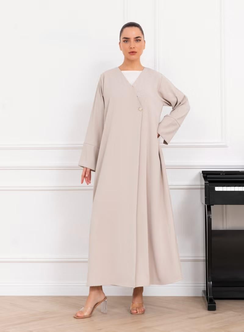 Nikias Abaya Crepe OverLap Abaya - Image 1