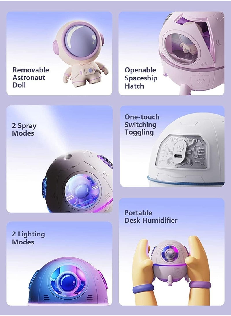 Purpurity Portable Mini Humidifier, 220ml Cool Mist Humidifier, Mini USB Desktop Humidifier with Auto Shut Off, Colorful Lights, Humidifier for Bedroom, Kids, Home, Travel (White)  - Image 5
