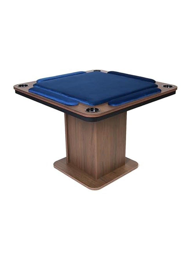 AL BADER Big Wooden Ploot Play Cards Game Table Big-Size, Wood Baloot Table Big-Size 95 * 95 With Cups Holders, Plot Playing Cards Table With Hands Stands, Floor Blot Table (Blue)  - Image 1