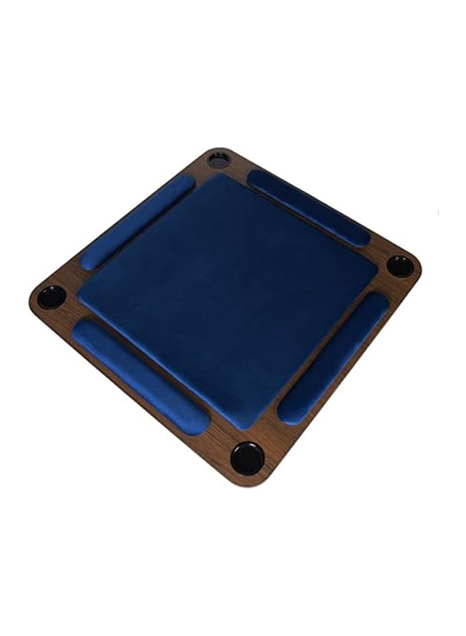 AL BADER Big Wooden Ploot Play Cards Game Table Big-Size, Wood Baloot Table Big-Size 95 * 95 With Cups Holders, Plot Playing Cards Table With Hands Stands, Floor Blot Table (Blue)  - Image 2