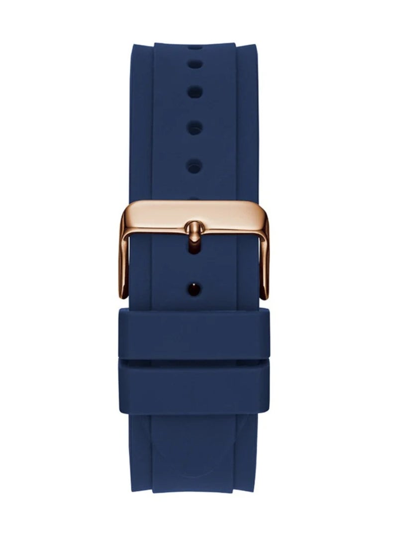 GUESS Men's Empire Multi-Function Rose Gold Tone Case Blue Silicone Watch GW0583G3 - Image 4