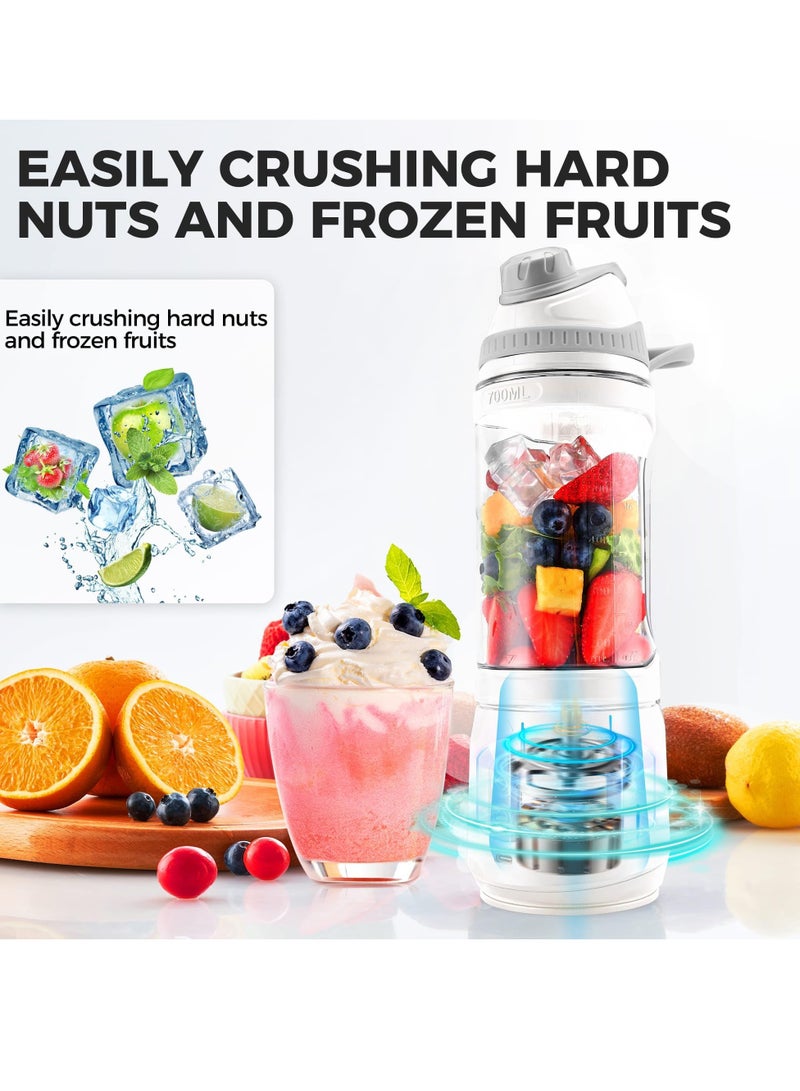 Portable Blender, Mini Blender for Shakes and Smoothies, 24oz Travel Blender USB Rechargeable, Wireless Portable Personal Blender, BPA Free Sporty bottle with a Travel Lid (Black Base Grey Lid) - Image 2