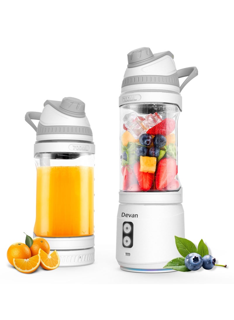 Portable Blender, Mini Blender for Shakes and Smoothies, 24oz Travel Blender USB Rechargeable, Wireless Portable Personal Blender, BPA Free Sporty bottle with a Travel Lid (Black Base Grey Lid) - Image 1