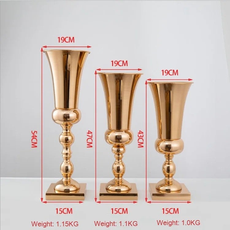 Y&D Electroplated Iron Art Vase, Metal Craft Road Guide, Wedding Centerpieces & Table Decorations for Home Decor - Image 3