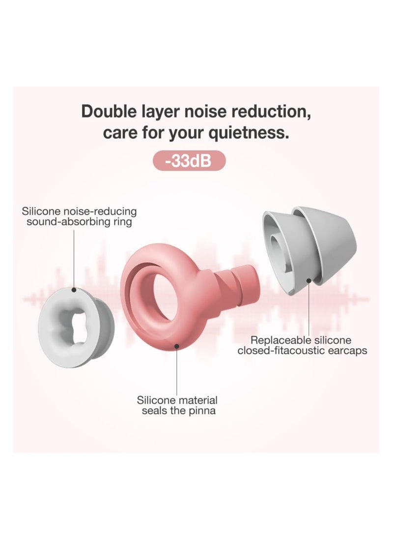 Bukela - Ear Plugs for Sleeping Noise Cancelling, Immersive Silicone Noise Cancelling Earplugs for Sleeping, Studying, Working, Traveling, Swimming (-33dB) (Pink) - Image 1