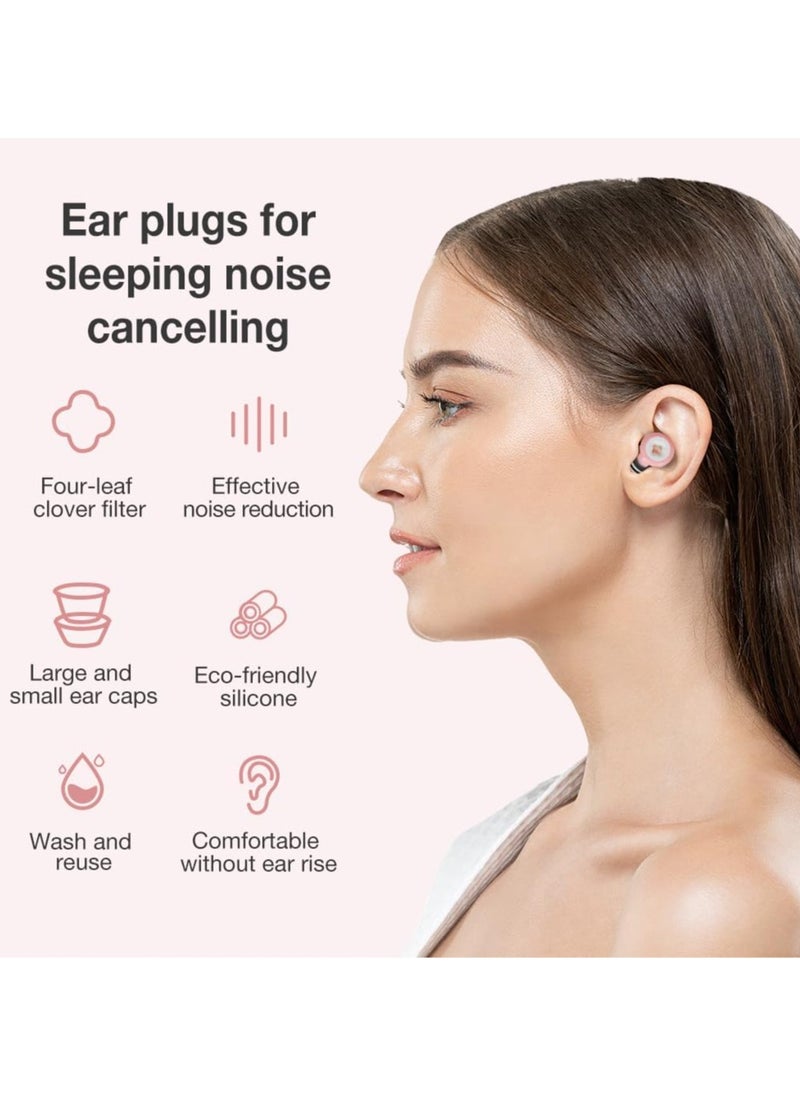 Bukela - Ear Plugs for Sleeping Noise Cancelling, Immersive Silicone Noise Cancelling Earplugs for Sleeping, Studying, Working, Traveling, Swimming (-33dB) (Pink) - Image 1