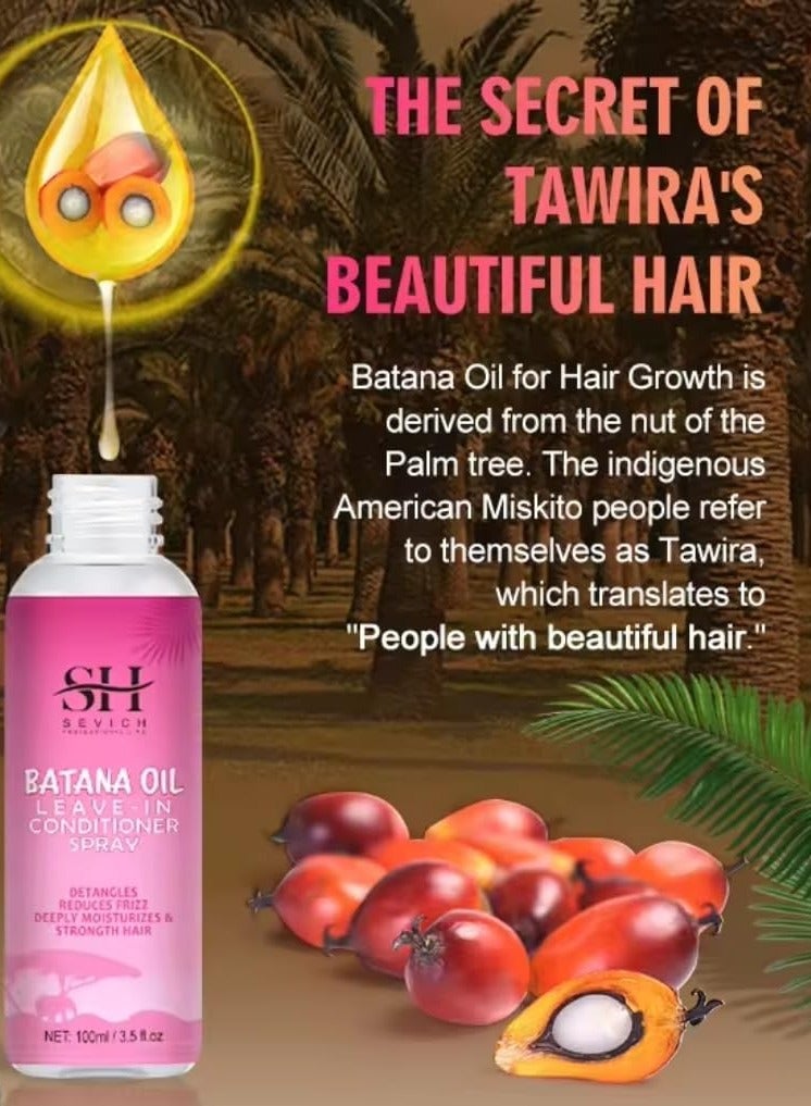 Sevich 100ml Batana Oil Leave in Conditioner Spray Natural 100% Raw Batana Oil Hair Leave in Conditioner Detangles Reduce Frizz Hair Deeply Moisturize and Strengthen Hair Leave in Conditioner - Image 2