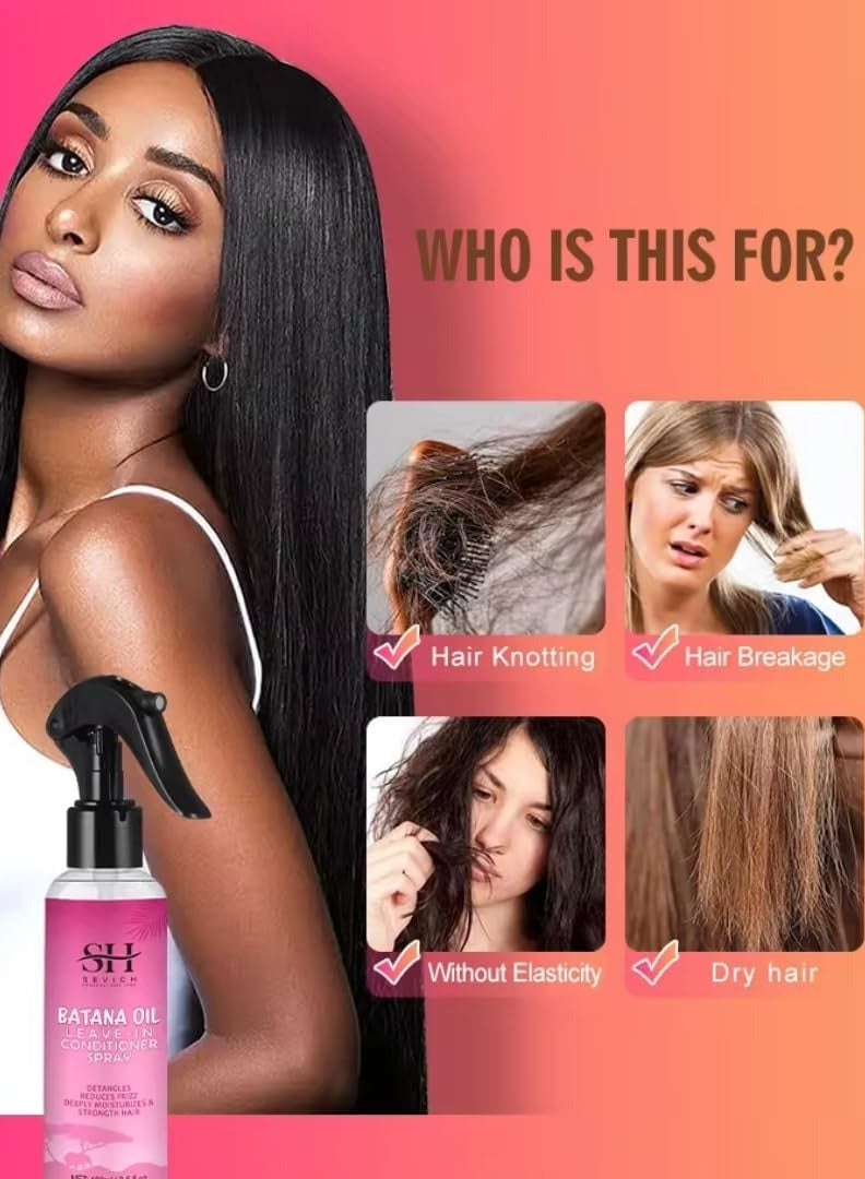 Sevich 100ml Batana Oil Leave in Conditioner Spray Natural 100% Raw Batana Oil Hair Leave in Conditioner Detangles Reduce Frizz Hair Deeply Moisturize and Strengthen Hair Leave in Conditioner - Image 5