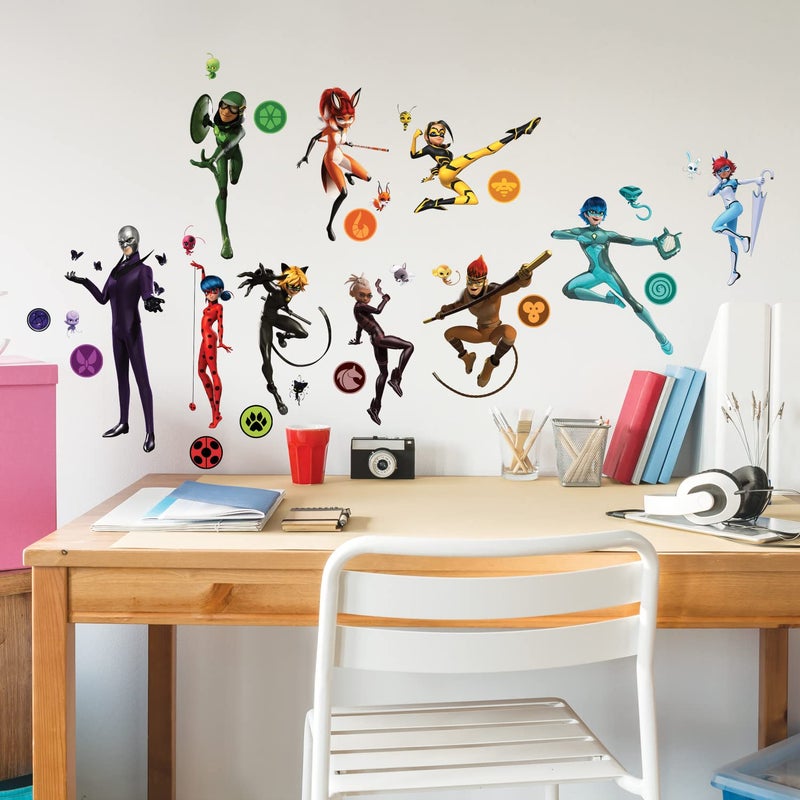 RoomMates Miraculous Tales of Ladybug and Cat Noir Characters Peel and Stick Wall Decals RMK5331SCS