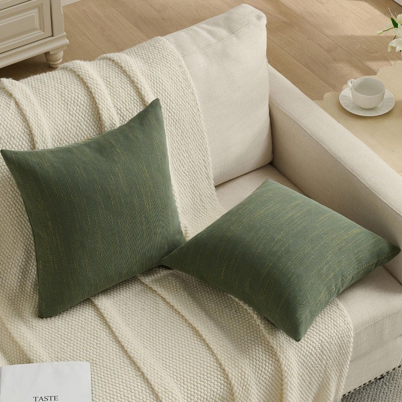 FUTEI Moss Green Chenille Throw Pillow Covers 18x18 Inch Set of 2,Soft & Cozy Meteor Dotting Textured Cushion Cases,Modern Home Decor for Couch Living Room - Image 4