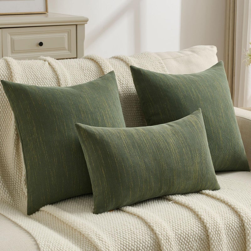 FUTEI Moss Green Chenille Throw Pillow Covers 18x18 Inch Set of 2,Soft & Cozy Meteor Dotting Textured Cushion Cases,Modern Home Decor for Couch Living Room - Image 5