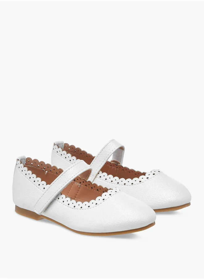 جونيورز Laser Cut Ballerina Shoes with Hook and Loop Closure