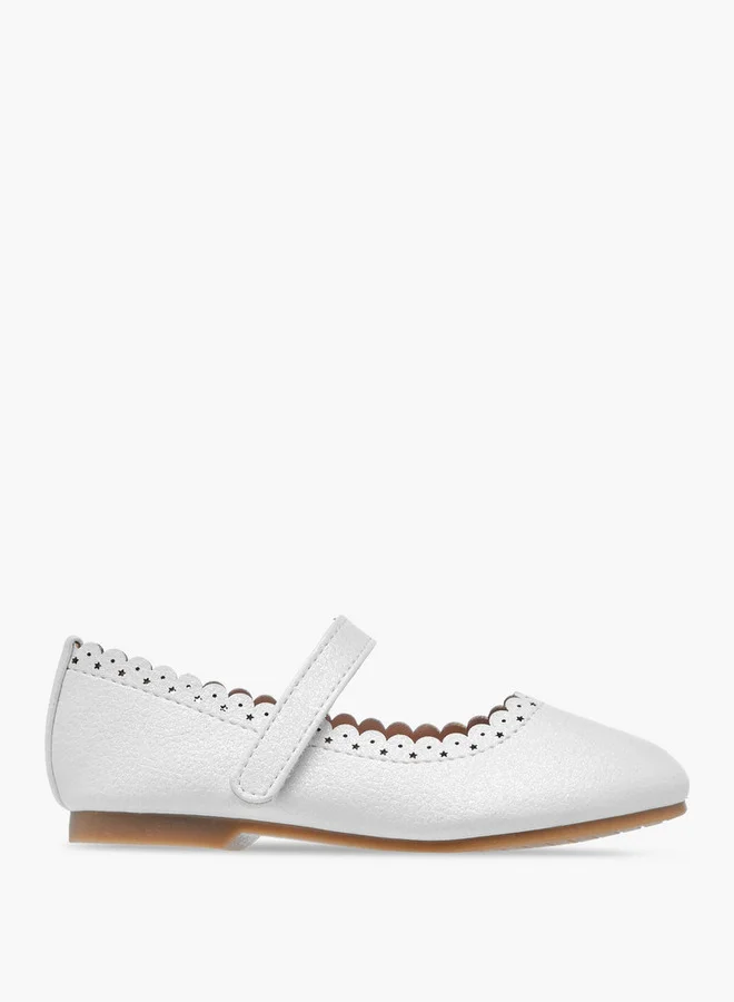 JUNIORS Laser Cut Ballerina Shoes with Hook and Loop Closure