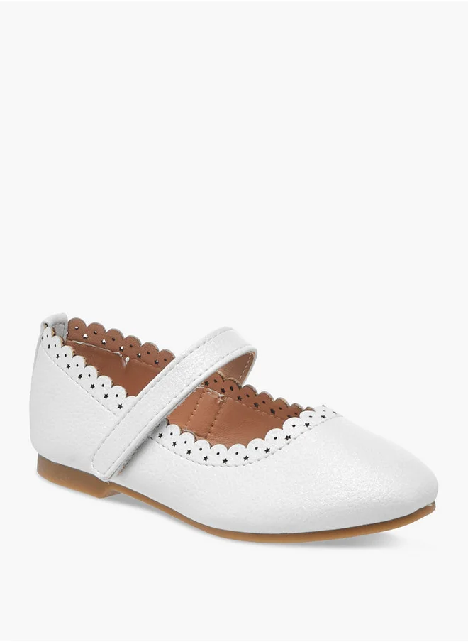 جونيورز Laser Cut Ballerina Shoes with Hook and Loop Closure