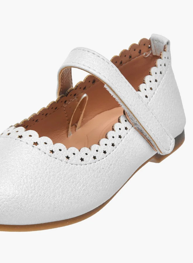 JUNIORS Laser Cut Ballerina Shoes with Hook and Loop Closure