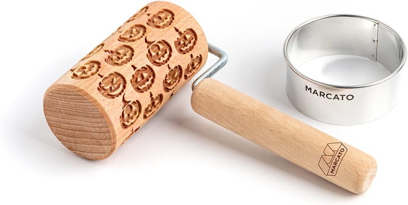 MARCATO Made in Italy Halloween Cookies Gift Set Includes cookie cutter pumpkin cookie roller recipe book - Image 2