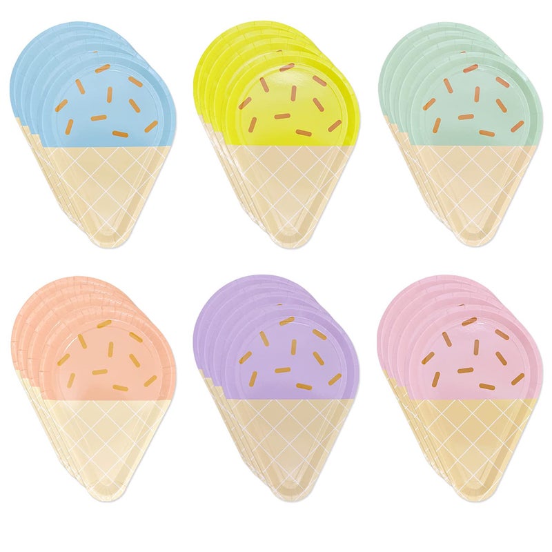 Patty Both Patty Both 24 Pcs Ice Cream Party Plates10 Disposable Paper Plates for Summer Ice Cream Theme Birthday Baby Shower Wedding Family Activities Party Supply Decorations