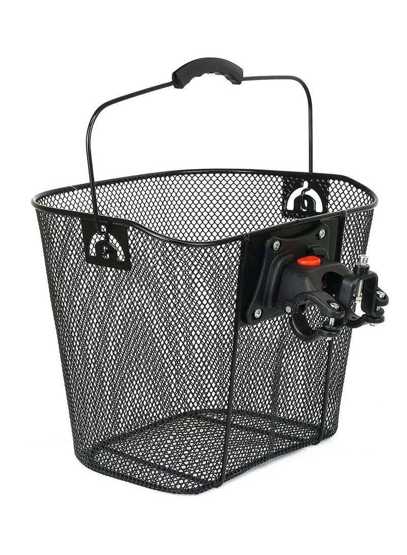 Generic Bike Front Carrier Basket Pet Carrier Quick Release Basket designed Metal Mesh Basket for Front of Bicycle  - Image 2