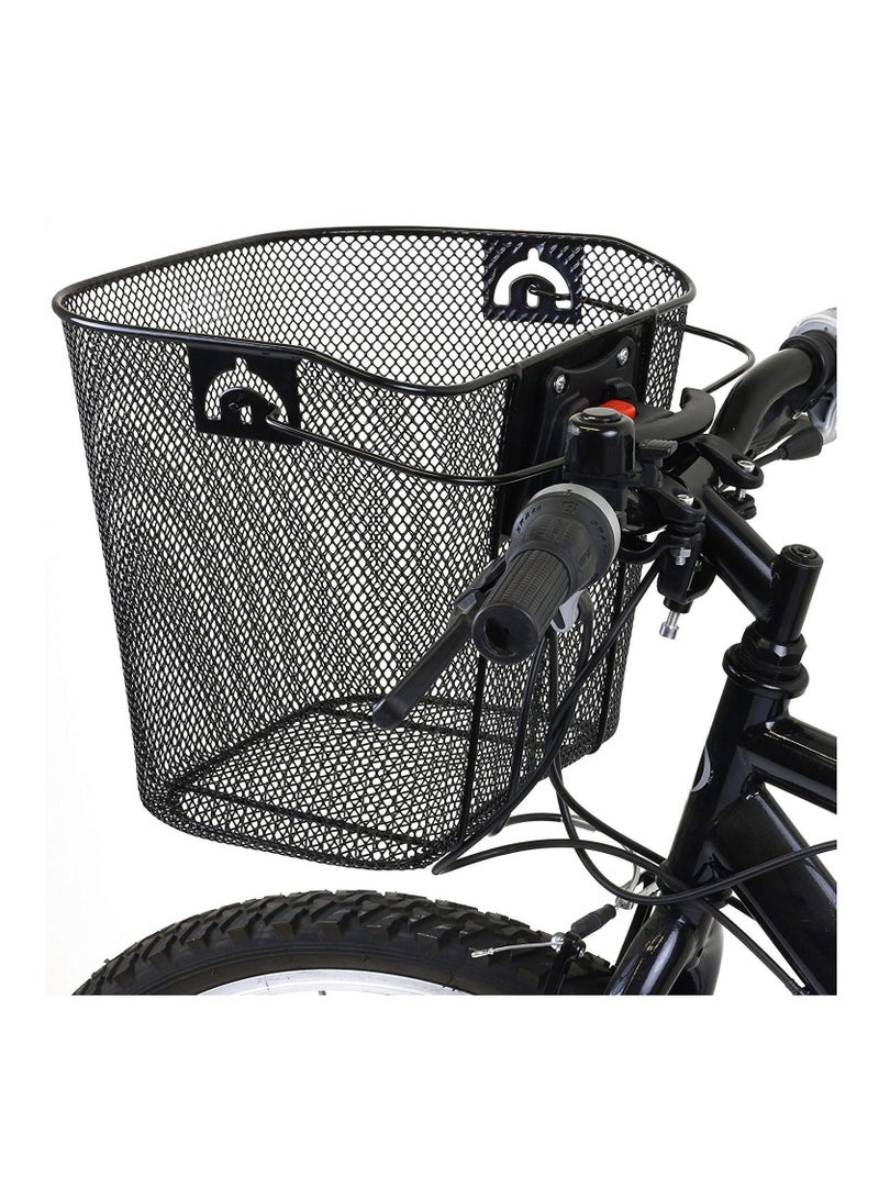 Generic Bike Front Carrier Basket Pet Carrier Quick Release Basket designed Metal Mesh Basket for Front of Bicycle  - Image 1