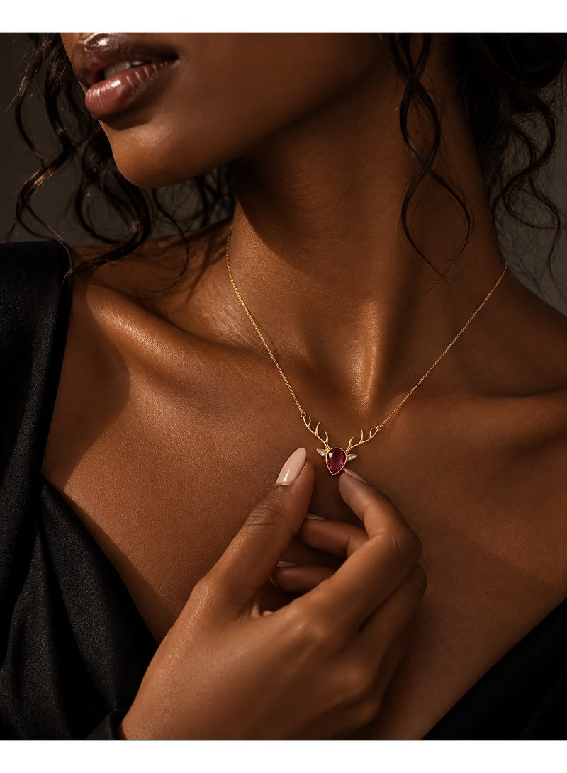 Ruby Art Gold 18K Pure Gold Women’s Necklace with ruby stone – Elegant & Premium Design- 3.43 Gram - Image 2