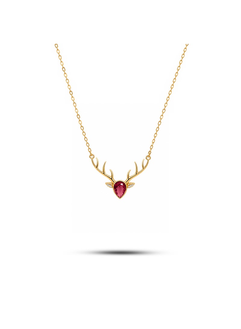 Ruby Art Gold 18K Pure Gold Women’s Necklace with ruby stone – Elegant & Premium Design- 3.43 Gram - Image 1