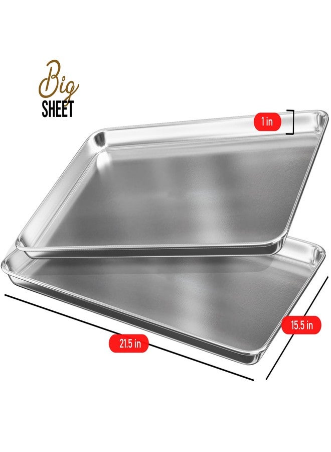 Eatex Aluminum Baking Sheet Set, 2 Pack Cookie Sheet Set, 21” x 15” Large Baking Pan Set, Cookie Sheets for Baking Nonstick, Baking Pans Set, Steel Baking Sheets for Oven, Big Sheet Pans for Baking - Image 2
