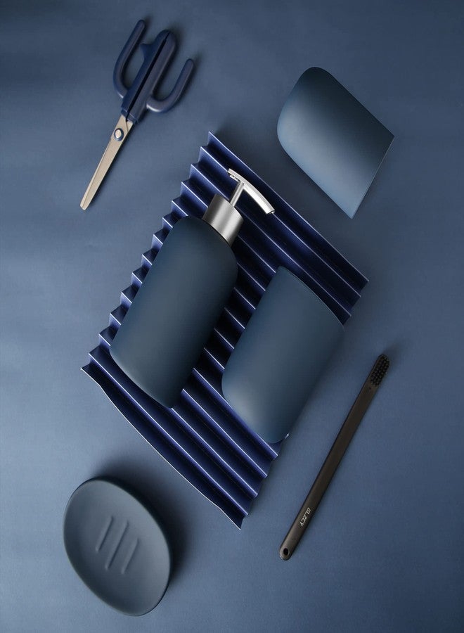 Hoomtaook Bathroom-Accessory Sets, 4 Pieces Ceramic, Including Soap Dispenser Pump, Tumbler, Soap Dish(Blue) - Image 5