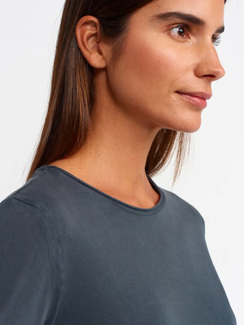 ديلفين 30491 Washing Effect Collar Detailed Top-Anthracite
