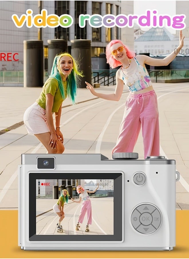 كاميرا رقمية 4K بدقة 64 ميغابكسل كاميرا فيديو للأطفال مع خاصية تثبيت الصورة ضوء فلاش زوم 16x كاميرات مدمجة لتصوير المبتدئين
