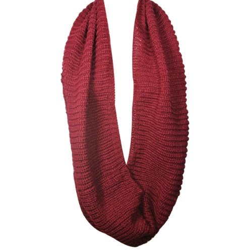 Wrapables Thick Knitted Winter Warm Infinity Scarf - Burgundy - Image 2
