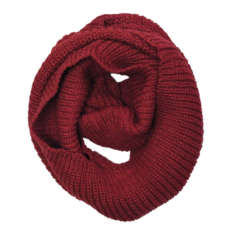 Wrapables Thick Knitted Winter Warm Infinity Scarf - Burgundy - Image 5