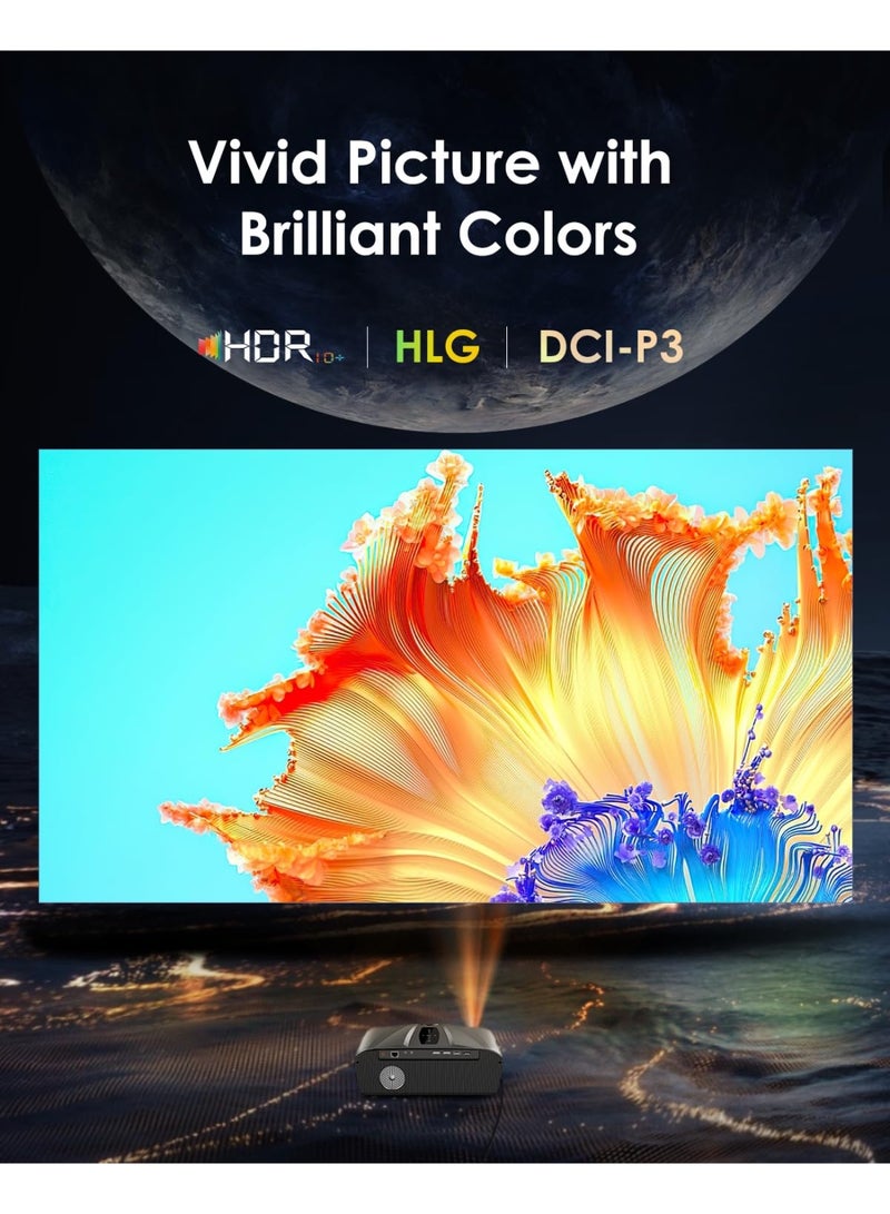 CAIWEI Projector 4K Ultra HD 1500 ANSI WiFi 6 Bluetooth NFC Auto Focus HDMI 2.1 ARC USB for Movie Video Gaming CIVE Home Theater - Image 3