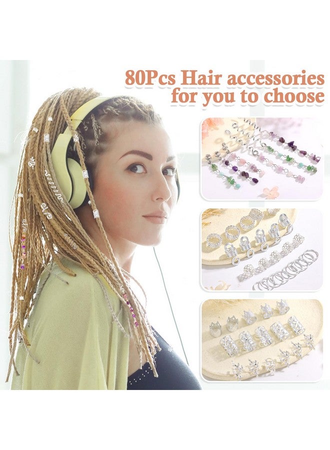 Jollidecor 80 Pcs Natural Crystal Stone Dreadlock Accessories Jollidecor Hair Jewelry For Braids Hair Spirals Gems Charms Adjust Gold Loc Jewelry For Hair Cuffs For Girls Women Braids Hairstyle Decoration - Image 5