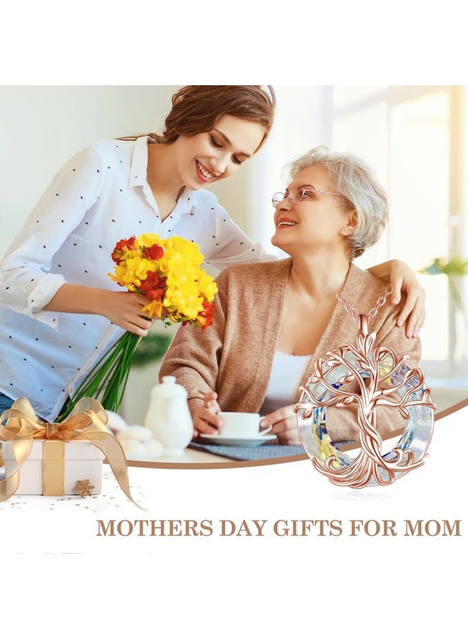 TOUPOP Birthday Gifts for Women Sterling Silver Family Tree of Life Pendant Necklace with Circle Airore Boreale Crystal Birthday Anniversary Christmas Mothers Day Jewelry Gifts for Women Her Girls, - Image 4