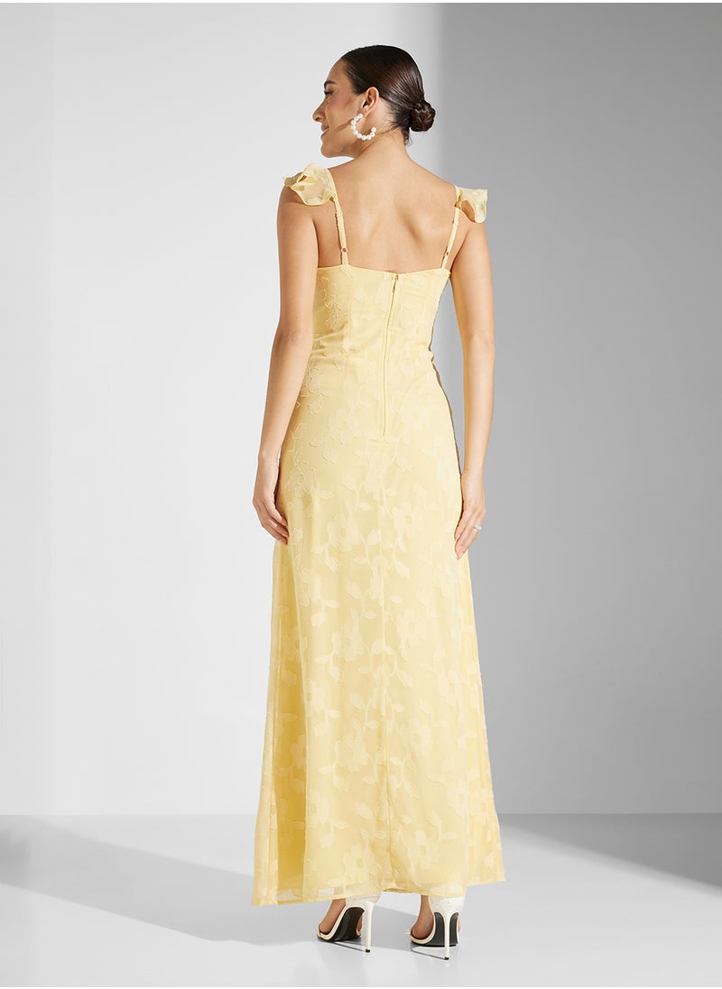 Anaya With Love Waterfall Ruffle Georgette Maxi With Thigh Split  - Image 2